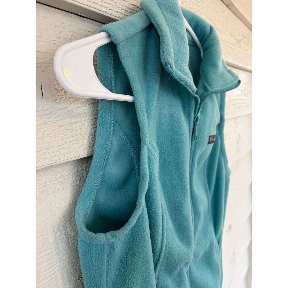Columbia Fleece Vest Women XS Teal Full Zip Jacket Outdoor Hiking Layer - Picture 6 of 9